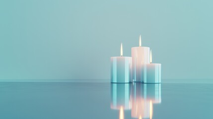 futuristic silver only one candles and candlesticks minimalist style and neon blue sleek silhouette minimalist pose clean white background in clean studio lighting product photography 32k