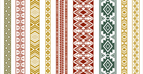 Embroidery ribbon vector patterns, lace seamless border, fashion edge stripes.