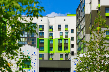 Cityscape, modern buildings on a summer day