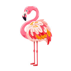 Cute Watercolor  pink flamingo transparent PNG.