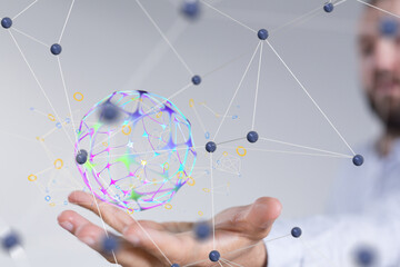 Abstract network of physical devices on the Internet using a network connection with statistics...