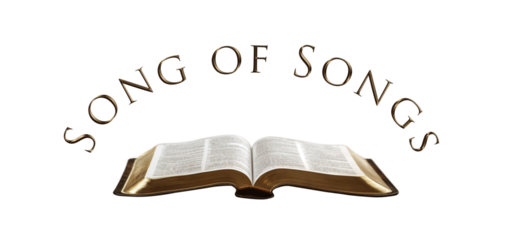 Book of Song of Songs. Open bible with the name of the book of the bible above it. Perfect for any religious project. Transparent background PNG. Christian bible study unique concept.