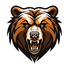 Bear logo vector illustration. Roaring bear for logo or mascot. Angry grizzly for the design. Grizzly head.