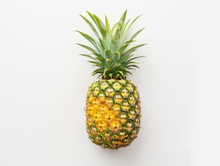 Fresh Pineapple on a white background, top view