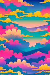 A collection of backgrounds with cloud patterns in a modern style. These vibrant and richly colored designs create unique and eye-catching compositions. Perfect for adding text and creating stylish vi