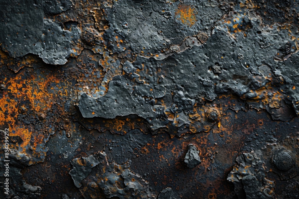 Poster a detailed view of a rusty metal surface with textured patterns and corrosion