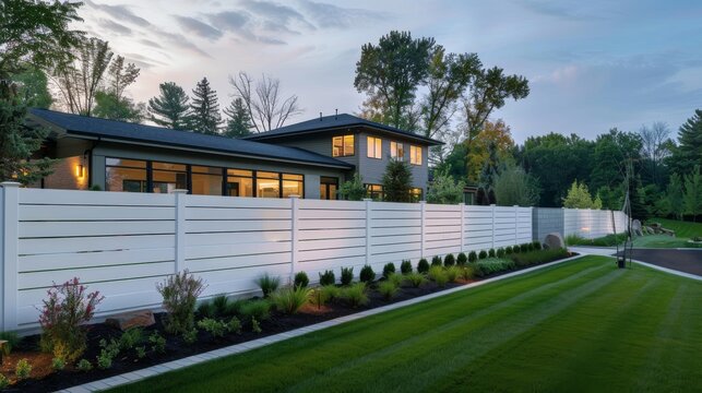Vinyl privacy fencing around modern homes