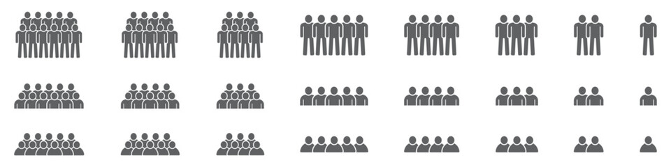 Set of team icons. People crowd symbol, group people. People in trendy flat style, vector.