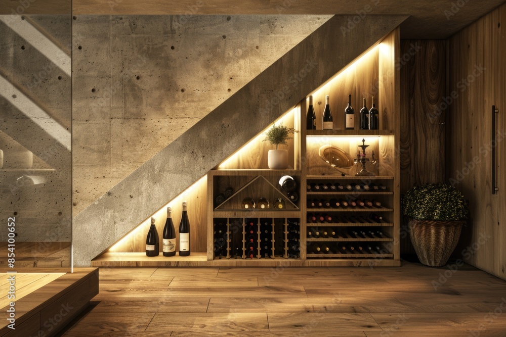 Poster a storage room filled with various types of wine bottles, suitable for use in editorial content abou
