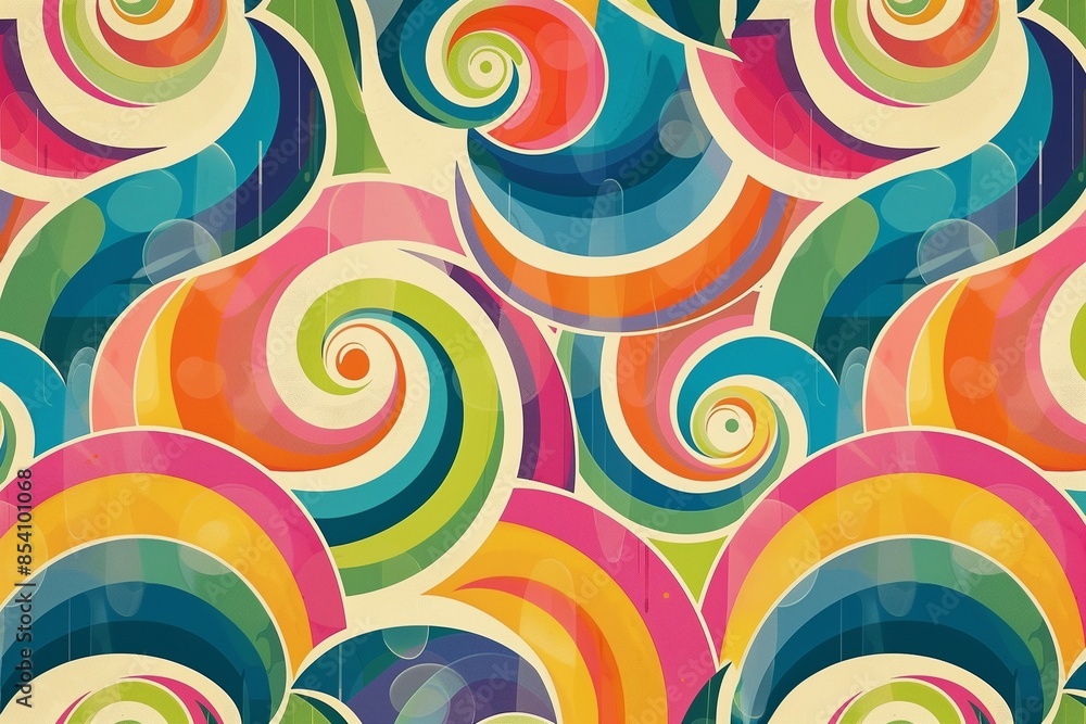 Poster retro-inspired seamless patterns with vibrant colors for nostalgic backgrounds
