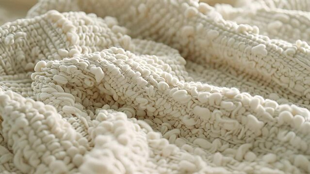 A detailed view of a chenille bedspread displaying the delicate layers of yarn that give it a soft cloudlike appearance.