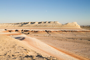 Kyzylkup area landscape, Mangystau desert. Rock strata formations