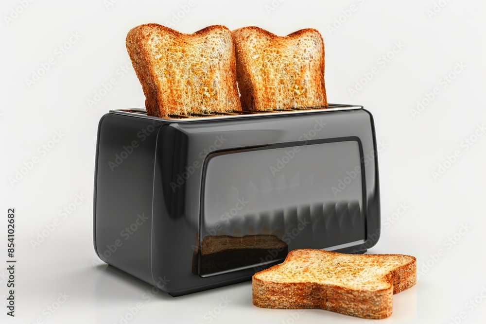 Poster a toaster with two slices of bread on it