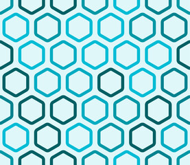 Background with Hexagon Pattern. Bold rounded hexagon cells with padding. Cyan color tones. Large hexagon shapes. Seamless pattern. Tileable vector illustration.
