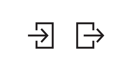 Arrow icon Emergency exit, Logout and output, outlet, out symbol. Safe condition line and flat icons set, editable stroke isolated on white, linear vector outline illustration