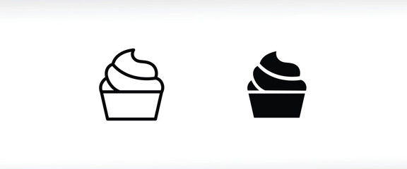 cream cupcake muffin icon illustration confectionery icon button, vector, sign, symbol, logo, illustration, editable stroke, flat design style isolated on white Sweet food