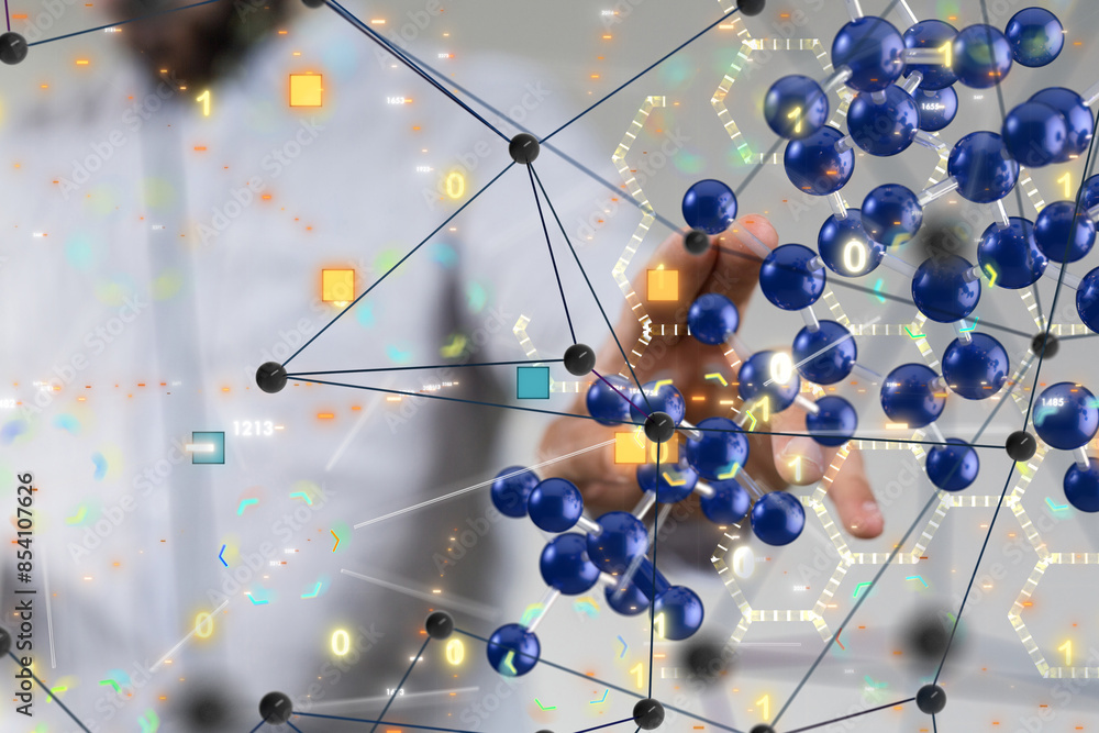 Aufkleber neural network 3d illustration. big data and cybersecurity