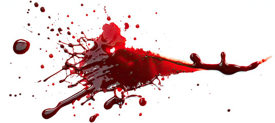 Abstract stains, splashes of real blood isolated on white background