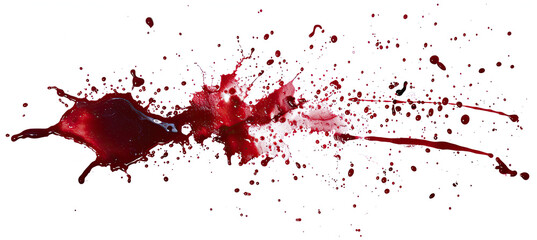 Abstract stains, splashes of real blood isolated on white background