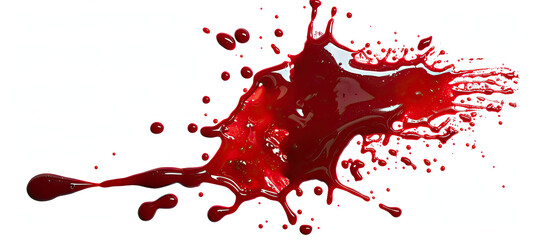 Abstract stains, splashes of real blood isolated on white background