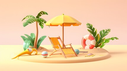 Obraz premium 3D Illustration of beach chairs