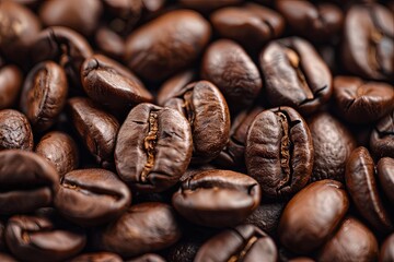 Fototapeta premium Macro close-up of coffee beans.