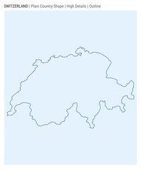Switzerland plain country map. High details. Outline style. Shape of Switzerland. Vector illustration.