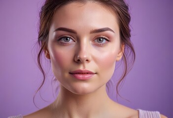 Fototapeta premium Closeup portrait of a beautiful woman. Copy space business marketing banner. 