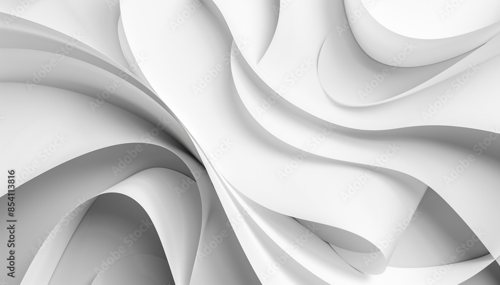 Aufkleber abstract white 3d waves background creating fluid motion in minimalist design.