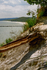 View from the cliff of the pier in Gdynia Orłowo on a sunny summer day.