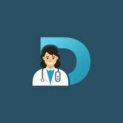 Initial Letter D Doctor icon Logo Design Vector Graphic Emblem Illustration. 