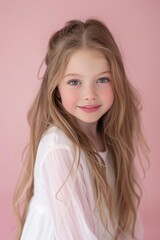Fototapeta premium Beauty Industry Portrait Against Soft Pink Background Generative AI