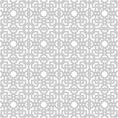 Seamless Islamic linear pattern. Abstract geometric pattern on white background. Versatile design for various creative projects, suitable for Islamic decorative arts.