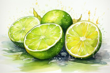 Fresh lime slices with a splash of water.