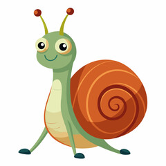 Snail with a multi-colored shell: vector illustration for children's decor on a white background