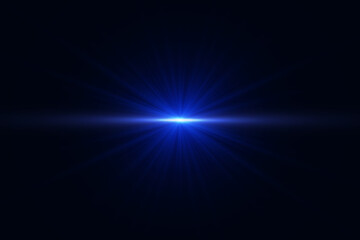 The effect of abstract blue light rays with highlights on a black background. Vector 10 EPS