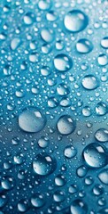 Water Droplets on Blue Background for Mobile Phone Wallpaper Generative AI