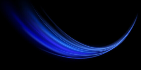 Blue line curve light effect. Glowing blue magic effect. Abstract effect of light energy movement. Vector 10 EPS