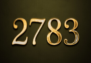 Old gold effect of 2783 number with 3D glossy style Mockup.	