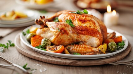 Delicious Roast Chicken Platter for Family Gathering Generative AI