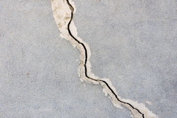 A crack in the concrete is visible
