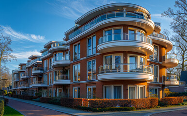 Obraz premium A large apartment building with a lot of windows and balconies