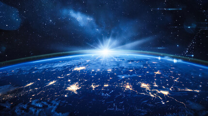 Obraz premium Global communication network concept over Earth