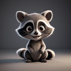 Obraz premium Adorable Baby Raccoon in Cinematic Light Kids 3D Animation Movie Illustration