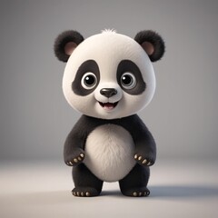 Cheerful Baby Panda in Cinematic Glow  Adorable 3D Animated Bear Illustration