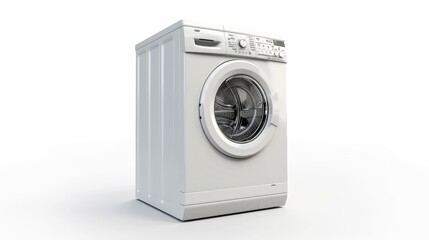 Modern Front-Load Washing Machine on White Background. Desing washer