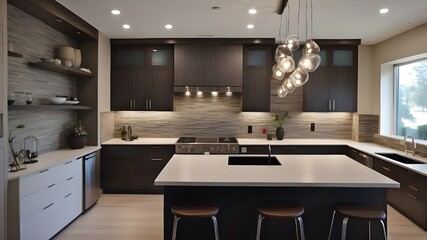 Fototapeta premium Getting the kitchen ready for the installation of new, unique features for contemporary house remodeling