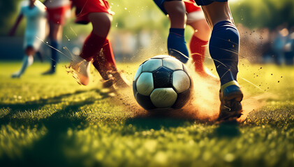 Obraz premium soccer player kicking ball