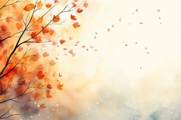 Delicate autumn leaves floating in the breeze.