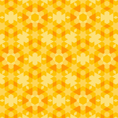 Beautiful seamless geometric pattern with orange color combination consisting of hexagon shapes. Suitable for various purposes of graphic design, decoration, tiles, textiles, backgrounds, etc.